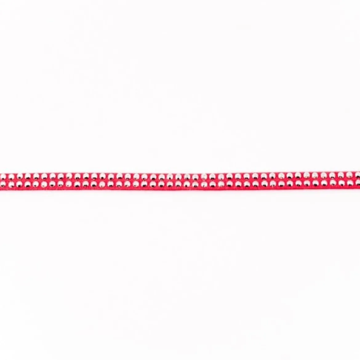 Wildleder Imitat Band pink mit silber farbigen Glitzer Steinen Meterware Breite: 0,5cm