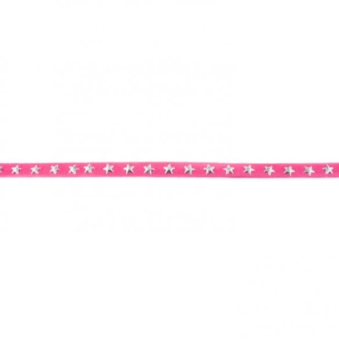 Wildleder Imitat Band pink mit Sterne silberfarbig Meterware Breite: 0,7cm
