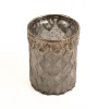 Windlicht Frosty Glas mit Metallrand grau silberfarbig 8,5x11cm von Werner Voß