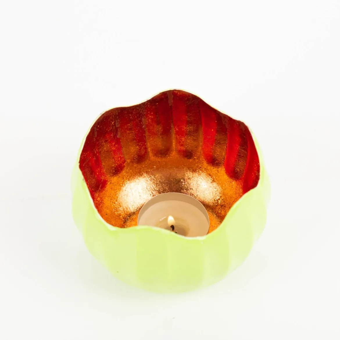 Windlicht Holi Neon-Grün Kupfer aus Metall 10x8cm von Werner Voss