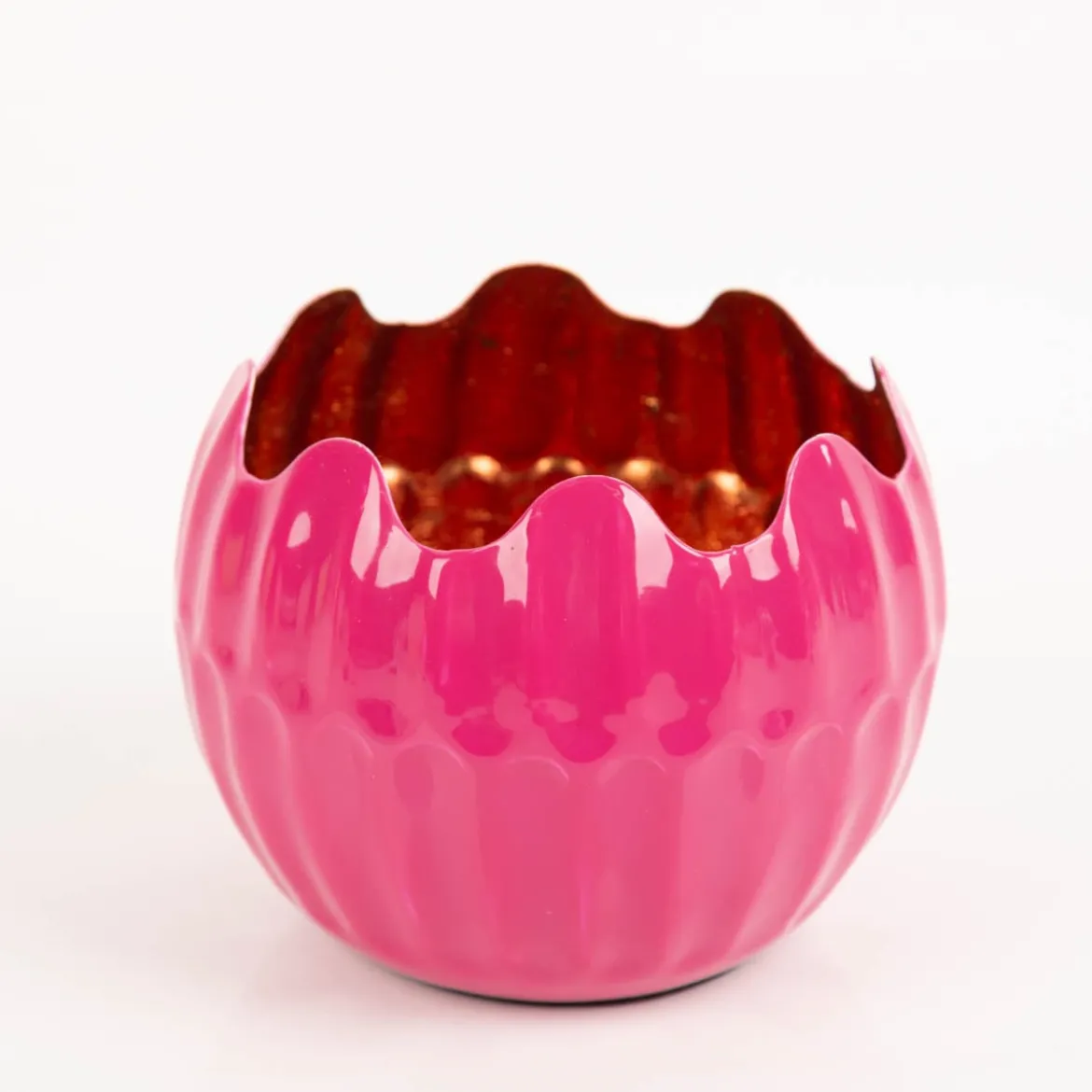 Windlicht Holi Neon-Pink Kupfer aus Metall 15x12cm von Werner Voss