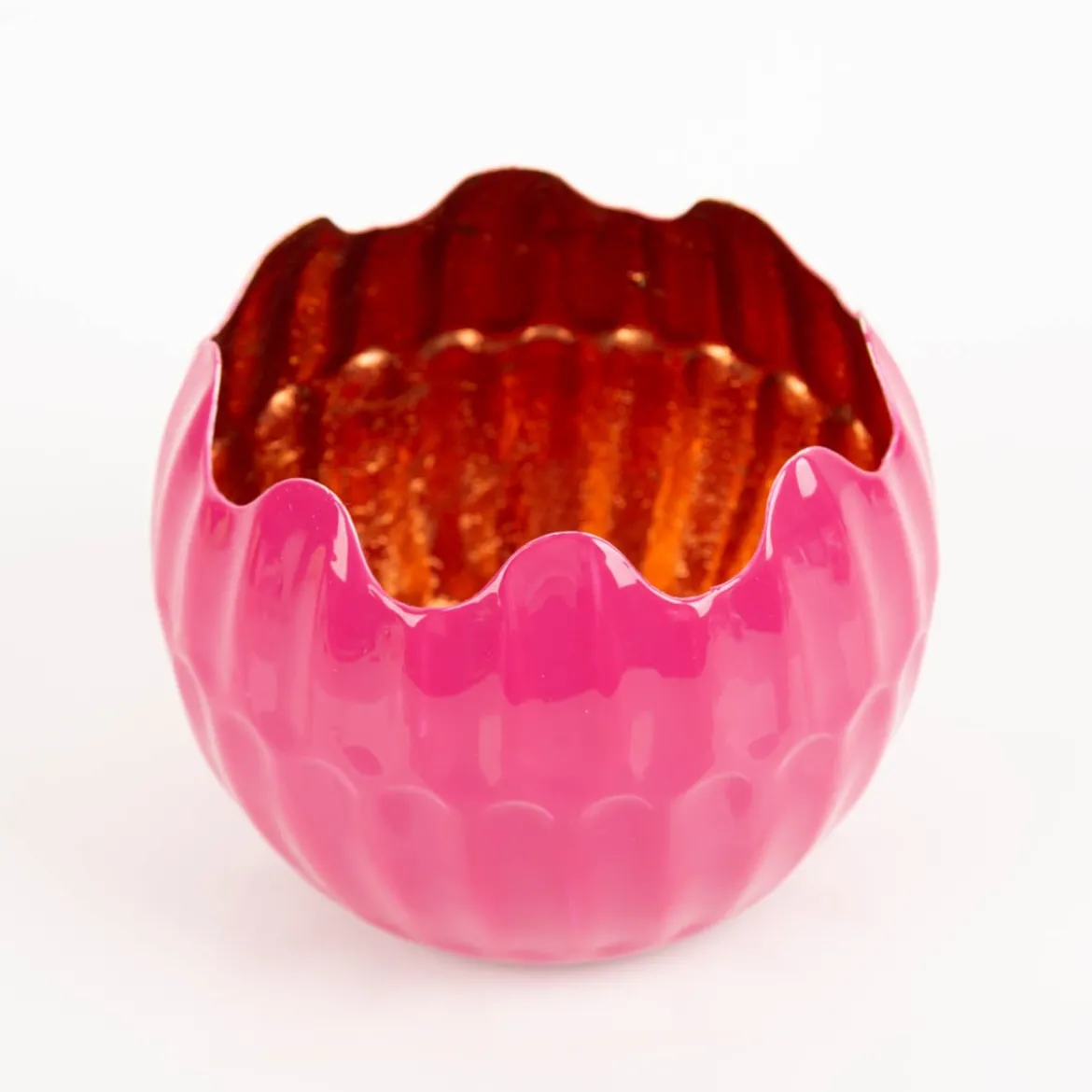 Windlicht Holi Neon-Pink Kupfer aus Metall 15x12cm von Werner Voss