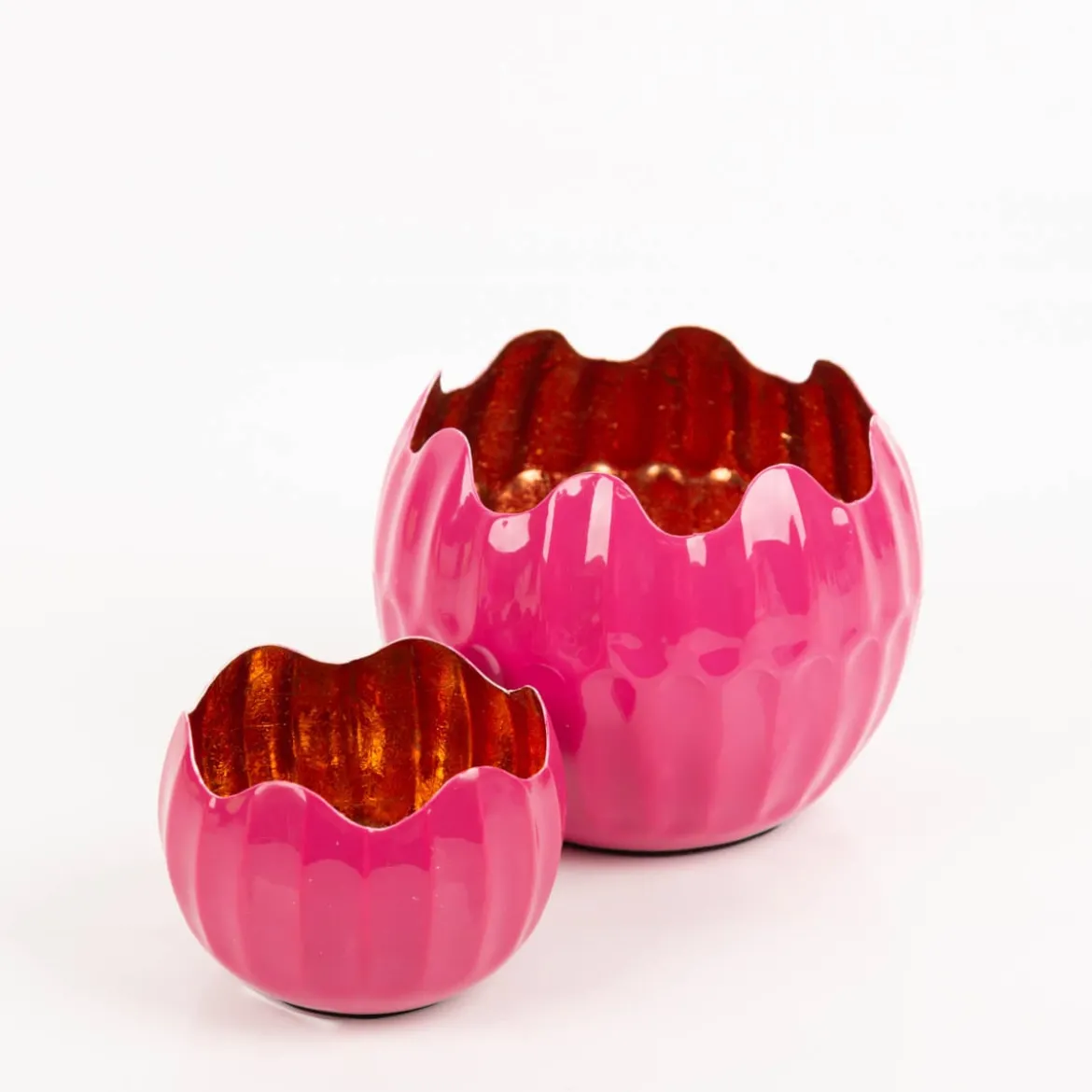 Windlicht Holi Neon-Pink Kupfer aus Metall 15x12cm von Werner Voss