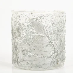 Windlicht Leaves Blätter transparent silber 10x10cm von Werner Voss