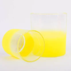 Windlicht Set aus Glas mit Neonfarbstreifen in gelb pink oder orange 8,5 u. 10cm