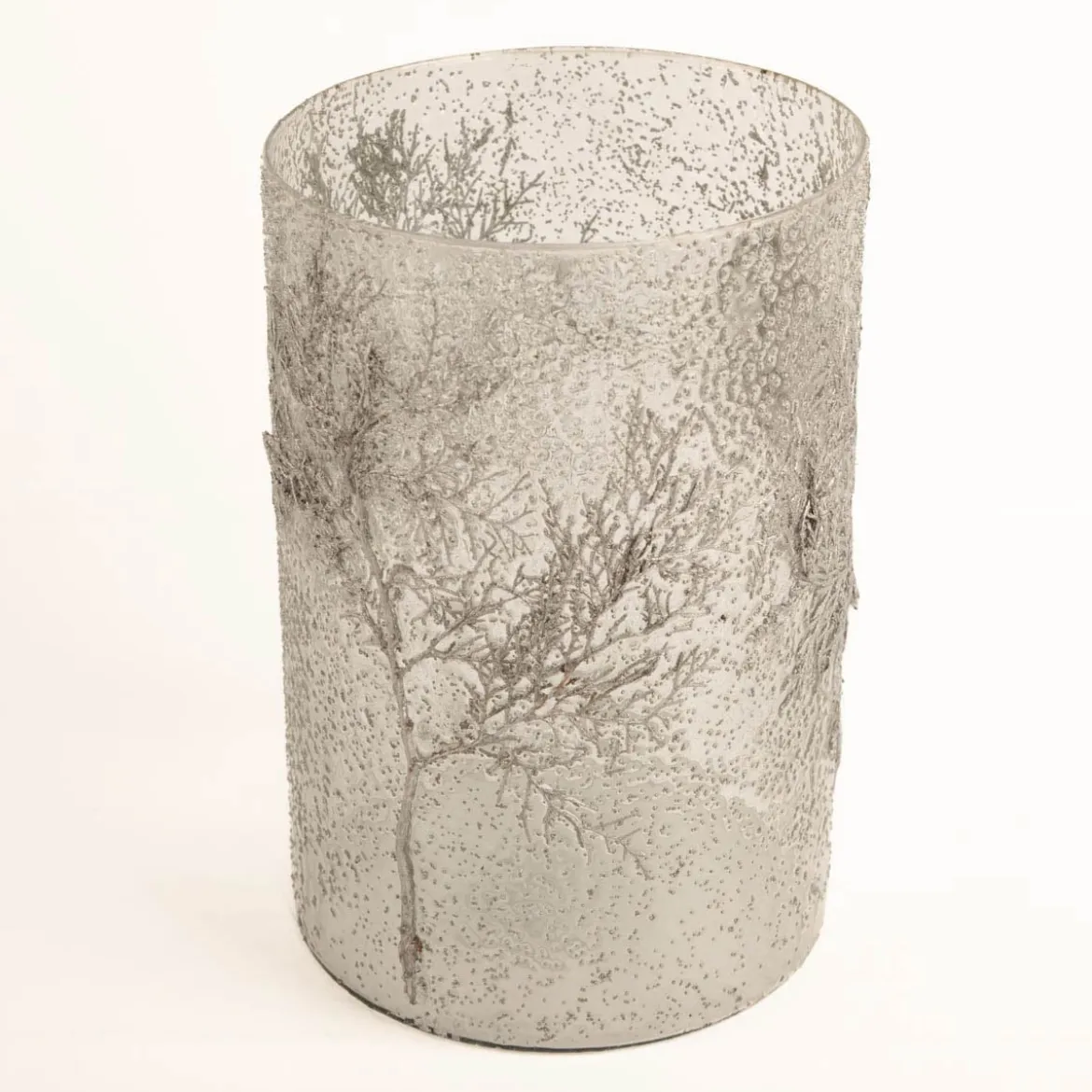 Windlicht Trees mit silberfarbigem Zweig transparent-grau silber 20x20x30cm von Werner Voß