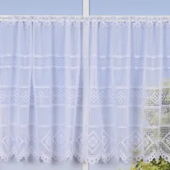 Wirk-Panneaux Bistrogardine Scheibengardine Wirkware transparent Blumen weiß 45cm Höhe
