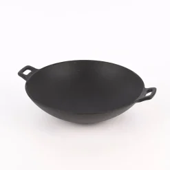 Wokpfanne Gusseisen mit Griffen schwarz 30x8cm