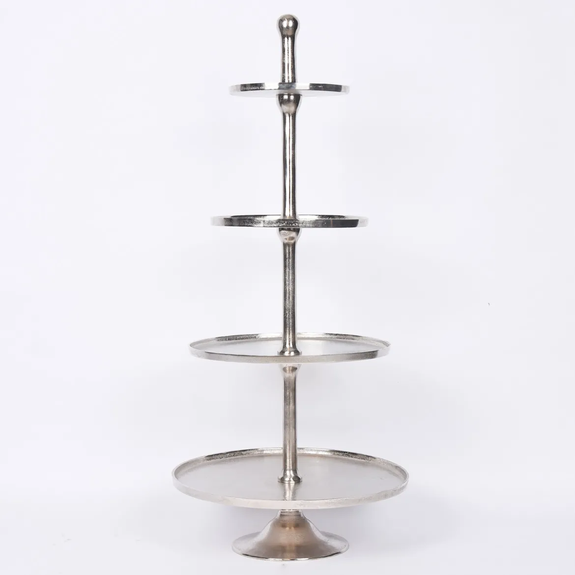 XL Etagere Metall Strukturoberfläche 4stufig vernickelt Höhe 137cm