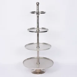XL Etagere Metall Strukturoberfläche 4stufig vernickelt Höhe 137cm