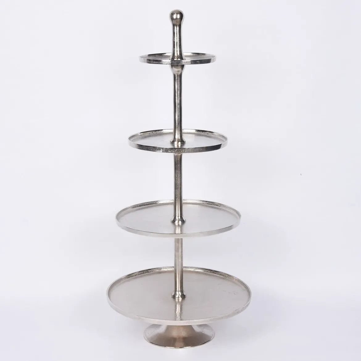 XL Etagere Metall Strukturoberfläche 4stufig vernickelt Höhe 137cm