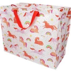 XXL Aufbewahrungstasche Einhorn rosa 55x48x28cm – aus recyceltem Material