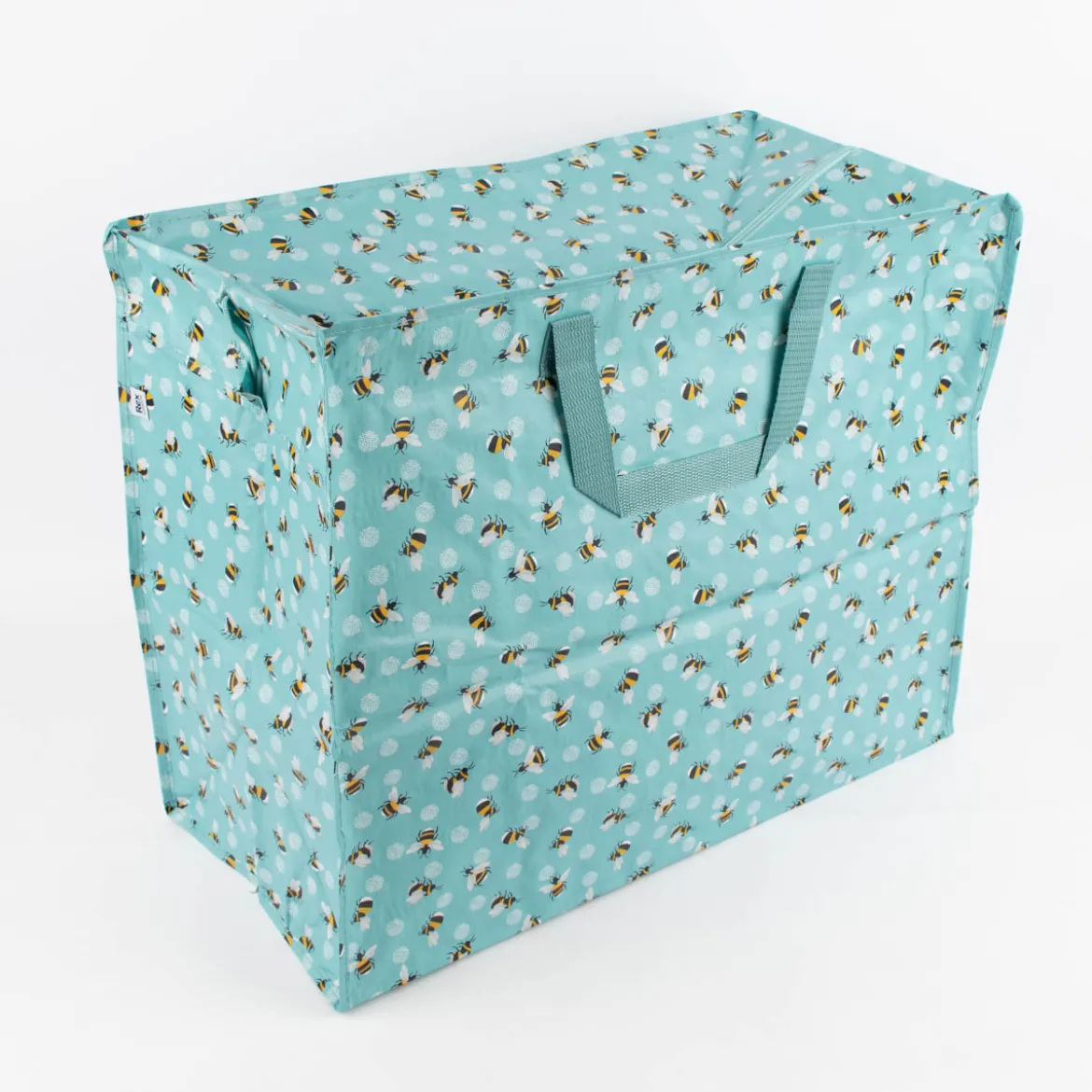 XXL Shopper Hummeln aus recyceltem Material hellblau weiß gelb schwarz 55x48x28cm
