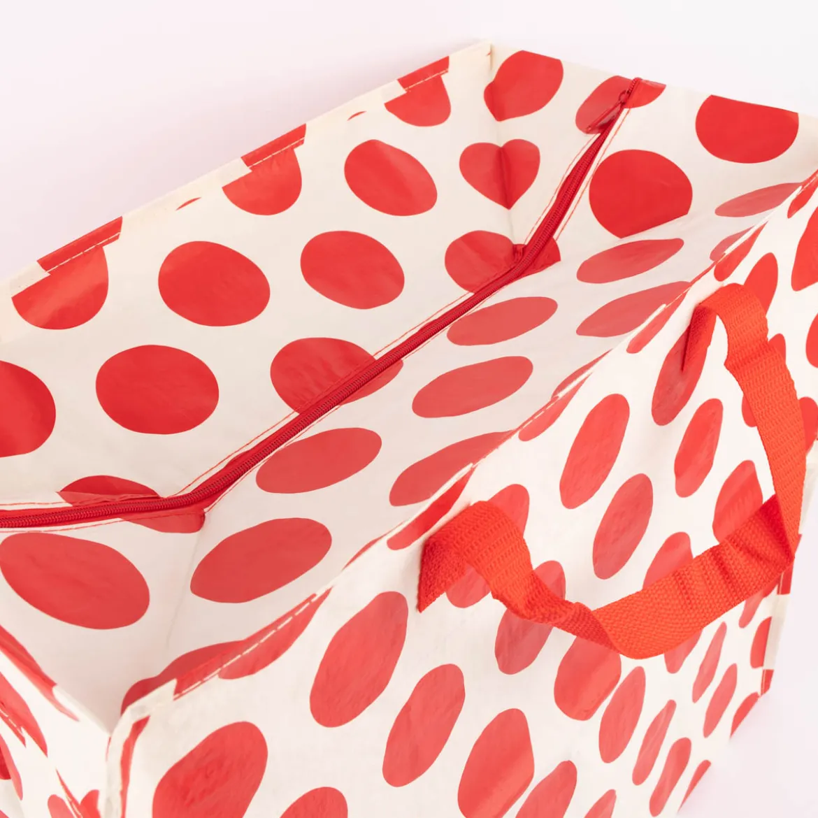 XXL Shopper Punkte aus recyceltem Material weiß rot 55x48x28cm
