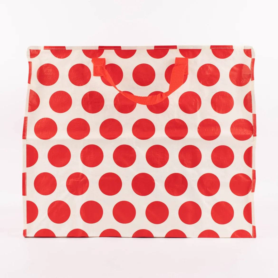 XXL Shopper Punkte aus recyceltem Material weiß rot 55x48x28cm