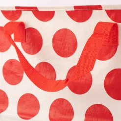 XXL Shopper Punkte aus recyceltem Material weiß rot 55x48x28cm