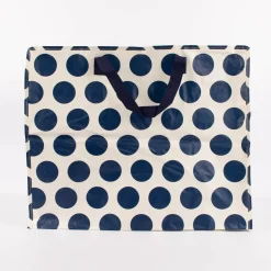 XXL Shopper Punkte aus recyceltem Material weiß blau 55x48x28cm