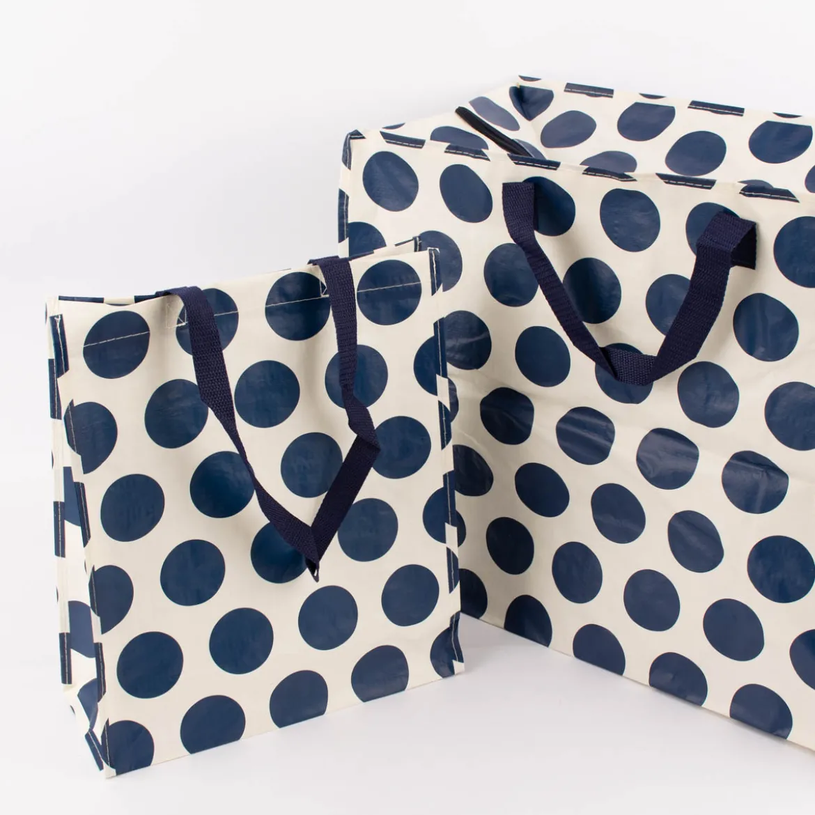 XXL Shopper Punkte aus recyceltem Material weiß blau 55x48x28cm