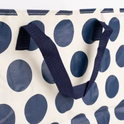 XXL Shopper Punkte aus recyceltem Material weiß blau 55x48x28cm