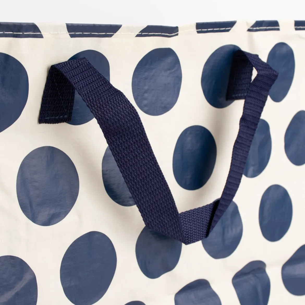 XXL Shopper Punkte aus recyceltem Material weiß blau 55x48x28cm