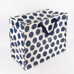 XXL Shopper Punkte aus recyceltem Material weiß blau 55x48x28cm
