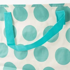 XXL Shopper Punkte aus recyceltem Material weiß türkis 55x48x28cm