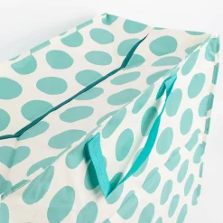 XXL Shopper Punkte aus recyceltem Material weiß türkis 55x48x28cm