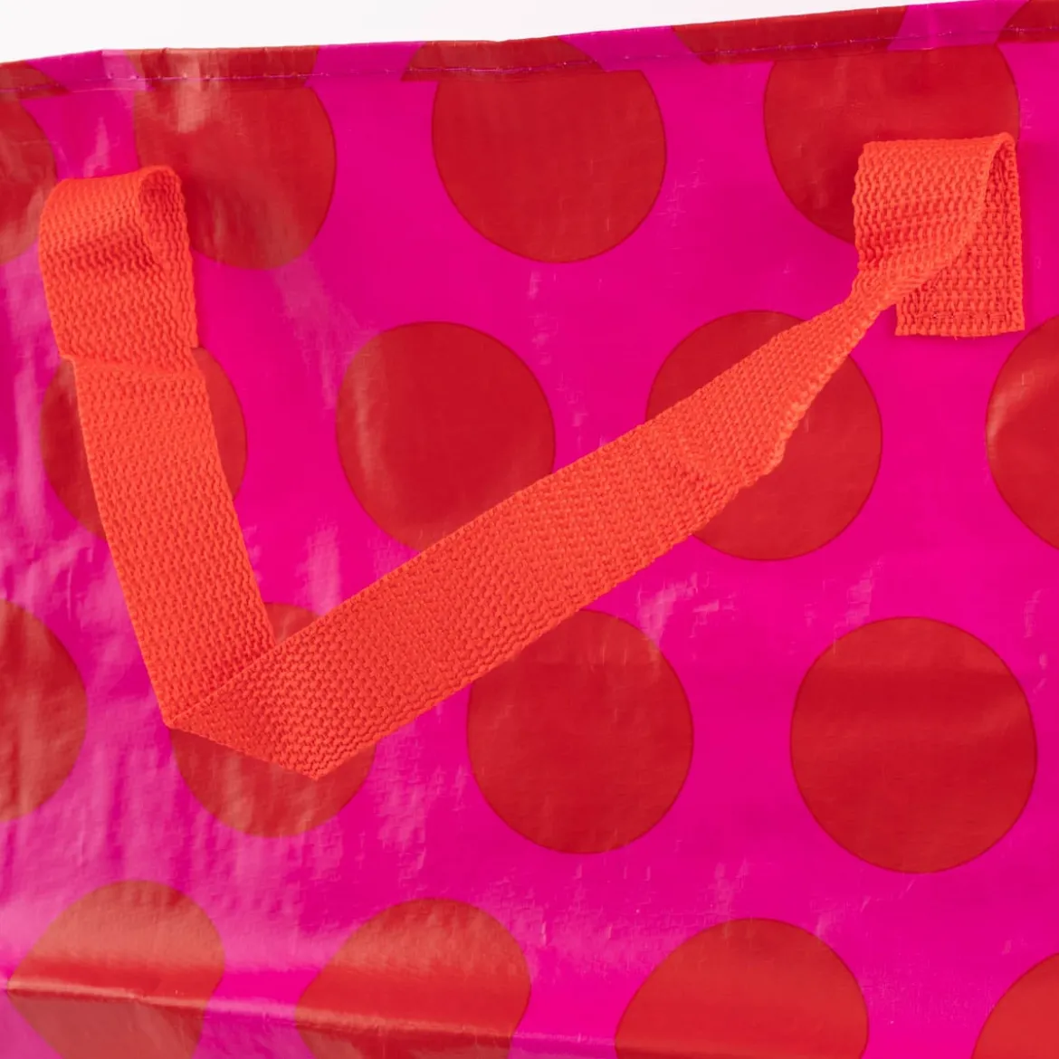 XXL Shopper Punkte aus recyceltem Material pink rot 55x48x28cm