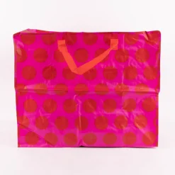 XXL Shopper Punkte aus recyceltem Material pink rot 55x48x28cm