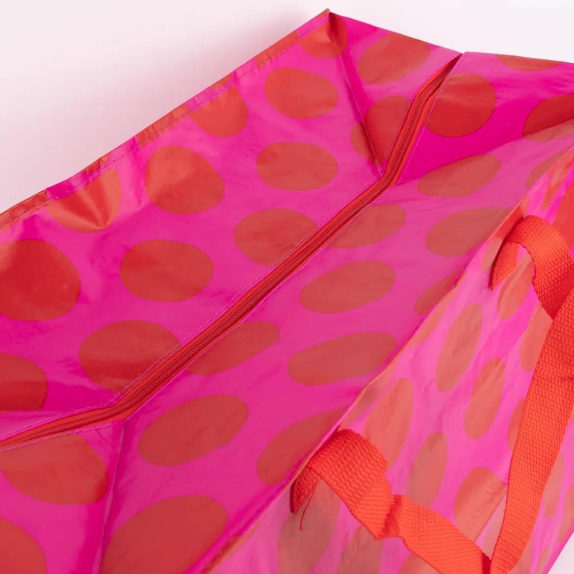 XXL Shopper Punkte aus recyceltem Material pink rot 55x48x28cm