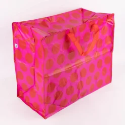 XXL Shopper Punkte aus recyceltem Material pink rot 55x48x28cm