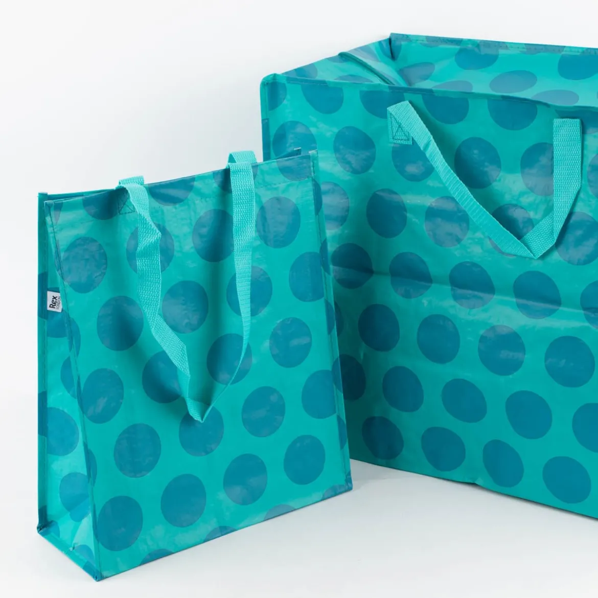 XXL Shopper Punkte aus recyceltem Material türkis blau 55x48x28cm