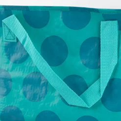 XXL Shopper Punkte aus recyceltem Material türkis blau 55x48x28cm