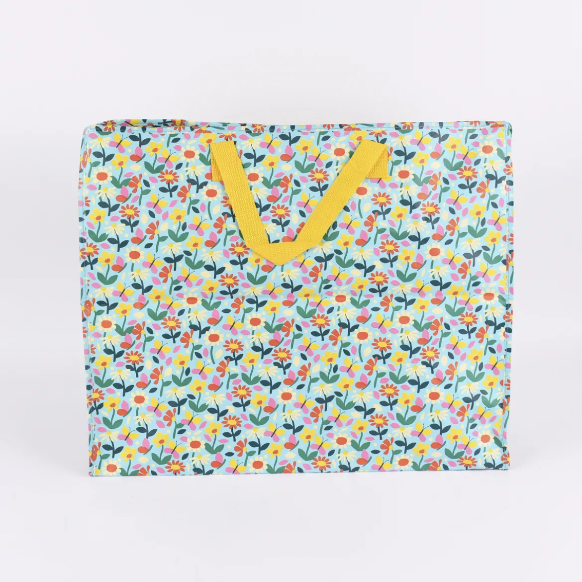 XXL Shopper Schmetterlinge und Blumen aus recycelten Material blau bunt 55x48x28cm