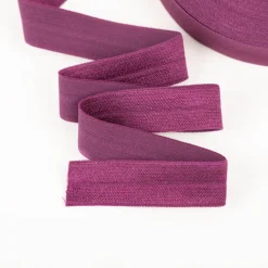 YKK elastisches Falzband / Falzgummi 20mm aubergine Meterware