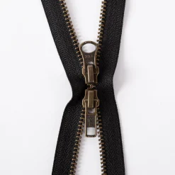 YKK Reißverschluss Metall antik 2-Wege teilbar 5mm 75cm lang in der Farbe schwarz