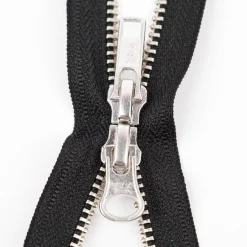 YKK Reißverschluss Metall silber 2-Wege teilbar 5mm 60cm lang in der Farbe schwarz