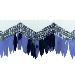Zackenlitze Paillettenborte Glitzerborte Glitterfransen Burlesque dunkelblau Breite: 8cm