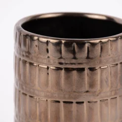 Zahnbürstenhalter geometrisches Muster Keramik bronze 7,5x11cm