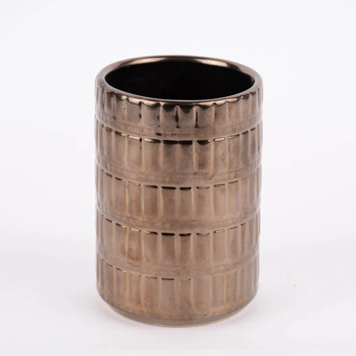 Zahnbürstenhalter geometrisches Muster Keramik bronze 7,5x11cm