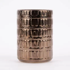 Zahnbürstenhalter geometrisches Muster Keramik bronze 7,5x11cm