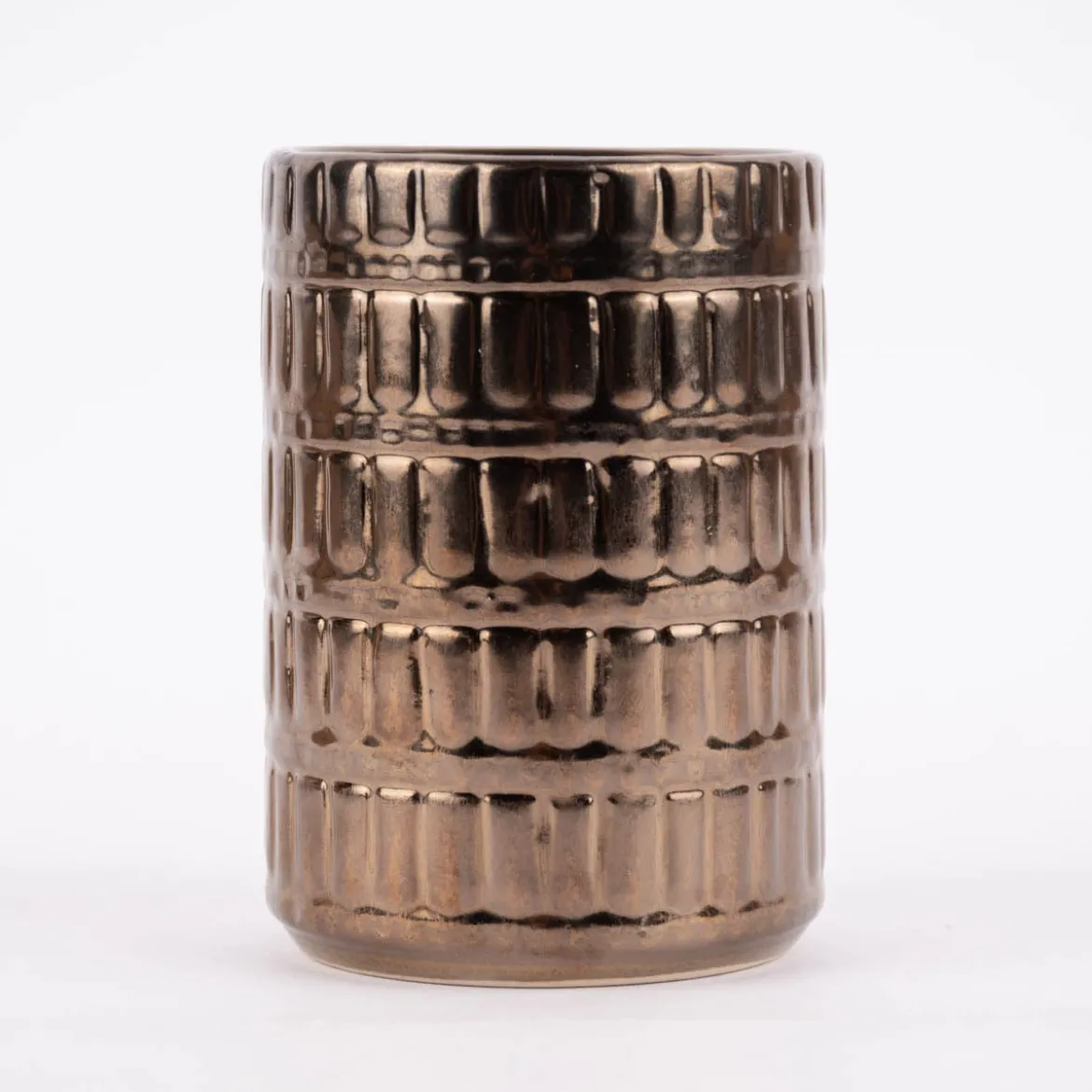 Zahnbürstenhalter geometrisches Muster Keramik bronze 7,5x11cm