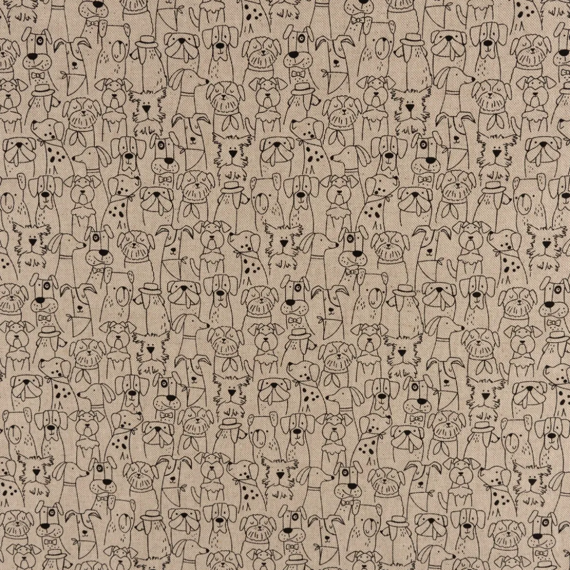 Zugluftstopper Leinenlook Dog Cartoon Line Hunde natur schwarz verschiedene Größen von SCHÖNER LEBEN.