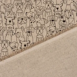 Zugluftstopper Leinenlook Dog Cartoon Line Hunde natur schwarz verschiedene Größen von SCHÖNER LEBEN.