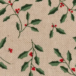 Zugluftstopper Leinenlook Little Holly Branch Stechpalmenzweige natur rot grün verschiedene Größen von SCHÖNER LEBEN.