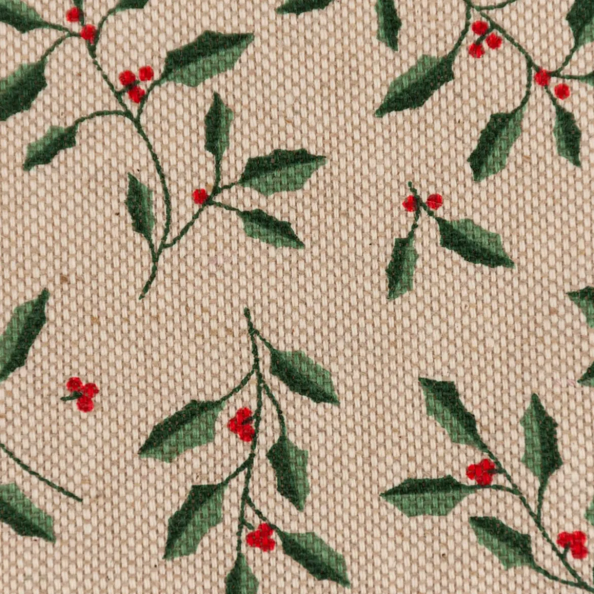 Zugluftstopper Leinenlook Little Holly Branch Stechpalmenzweige natur rot grün verschiedene Größen von SCHÖNER LEBEN.